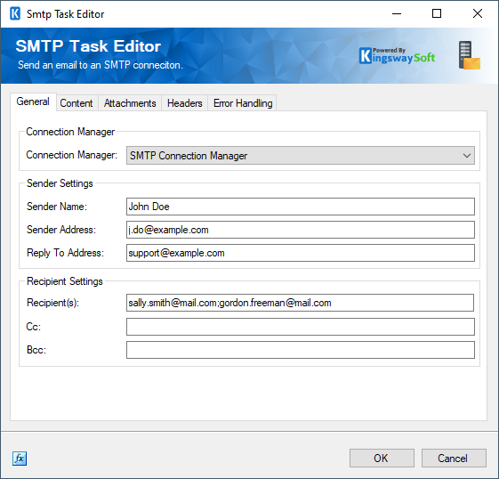 SMTP Task Editor